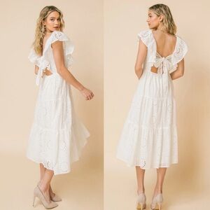 NWT Flying Tomato White Backless Eyelet Dress